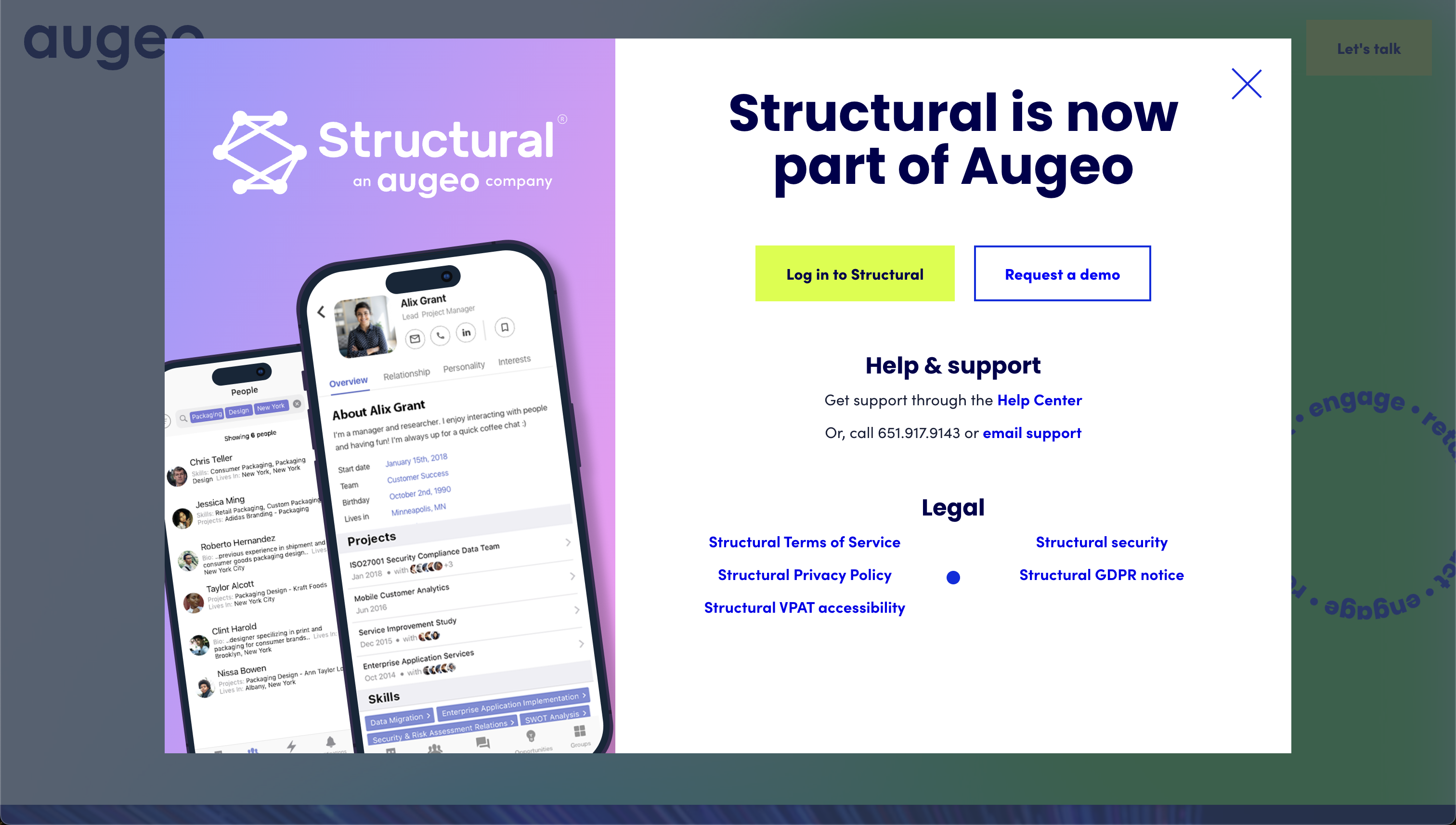 Visual representation of the Augeo - Structrual project